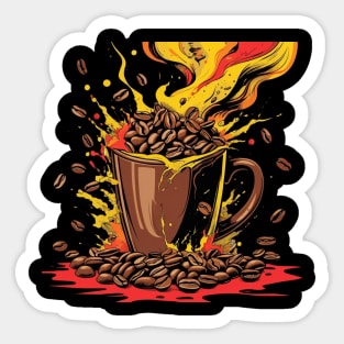 Coffee Theme Fueled Coffee Chaos Sticker